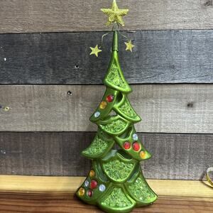 Color Changing Lighted Ceramic Jeweled Christmas tree 13”